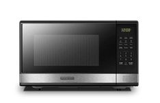 BLACK+DECKER EM031MB11 Digital Microwave Oven with Turntable Push-Button Door, Child Safety Lock, 900W, 1.1cu.ft, Black & Stainless Steel