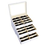 AUTOARK Leather 24 Piece Eyeglasses Storage and Sunglass Glasses Display Drawer Lockable Case Organizer,White,AW-172