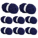 BALAPET 8 Pack Chunky Chenille Yarn for Crocheting & Knitting, 27yds 8 oz Each Skein Soft Fluffy Kitting Yarn Set, Thick Velvet Plush Yarn for Handcrafts Weaving Making Blankets, Navy Blue