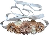 Luoyunna Flowers for Sashes Maternity Pregnancy Sash Belt for Baby Shower Wedding Bride, Champagne, width： 1 inch， length： 94.5 inches