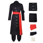 GWOKDAN Men Anime Kimono Roronoas Cosplay Costume Robe Zoro Cloak Uniform Halloween Outfits With Earrings(M,Black)