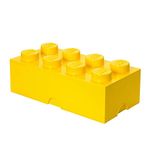 LEGO Storage Brick 8 Knobs YELLOW - Stackable Plastic Storage Box with Lid for Kids and Adults, Ideal Desk Organizer and Toy Box - 12.1L Capacity