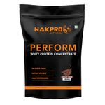 NAKPRO Perform Whey Protein Concentrate 1kg Chocolate | 24g Protein, 5.3g BCAA | Trustified Certified 100% Authentic Supplement Powder & No Adulteration | Fast Absorbing Whey Protein Powder