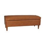 Creative Co-Op Atley, Cognac Vegan Leather Storage Bench