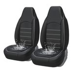 AUTOYOUTH Seat Covers Universal Front Pair Waterproof PU Leather Seat Covers for Cars & Supports & Airbag Compatible Auto Parts Car Seat Protector Car Seat Cushions, Gray