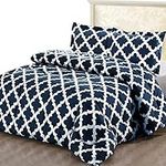 ComfyWell Double Duvet -Printed Comforter Bedspreads, Coverlets & Sets, 2 Pillowcases Warm and Anti Allergy All Season Coverless Duvet, Throws For Bed. (Double (200x200cm), Navy Blue)