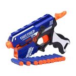 Wiggly Toys Foam Blaster Gun Toy, Safe and Long Range Shooting Gun, (10 Suction Dart Bullets) 8+ Years, Blue