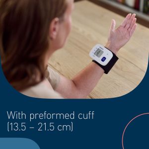 OMRON Automatic Wrist Blood Pressure Monitor – Preformed Cuff, 13.5-21.5cm
