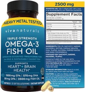 Triple Strength Omega 3 Fish Oil Supplement for Men and Women – 2500 mg High-Potency, Easy-to-Absorb Re-esterified Triglyceride Form, Pescatarian-Friendly DPA EPA DHA Omega 3 Supplement, 180 Softgels