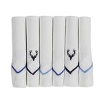 Allen Solly Men's Cotton White Handkerchiefs with Colored Border & Brand Logo (Pack of 6)