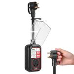 HOZZX RV Surge Protector 30 Amp for RV Camper, 9600 Joules, RV Waterproof Circuit Analyzer Surge Guard Full Protection for 30Amp Plug, Surge Voltage Protection Plug for Camper,Travel Trailers, Black