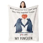 Juratar Gifts for Her or Him, Wedding Anniversary Blanket Gifts for Couple, Birthday Gifts for Boyfriend or Girlfriend, Romantic Wedding Presents for Wife & Husband, Penguin Gifts