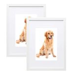 A5 Picture Frame 2 Pack Display Pictures 4x6 with Mat or A5 Without Mat, Wall Gallery Photo Frames White