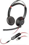 Plantronics - Blackwire 5220 USB-A Headset - Wired, Dual Ear (Stereo) Computer Headset with Boom Mic - Connect to PC/Mac, Tablet, and/or Cell Phone via USB-A or 3.5 mm Connector - Works w/Teams, Zoom