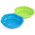 URBN-TOYS Shell Clam Shaped Plastic Sandpit Outdoor Garden Fun Paddling Ball Pool Sand Pit (Blue and Green)