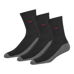 NAVYSPORT Men's Crew Length Cushion Cotton Socks (Pack of 3) (SF-HTB-3PK_Black and Grey, Free Size)