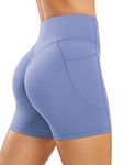 JOYSPELS Womens Scrunch Bums Gym Shorts - High Waisted Ladies Running Shorts, Booty Workout Yoga Cycling Shorts with Pockets for Women - Blue - S