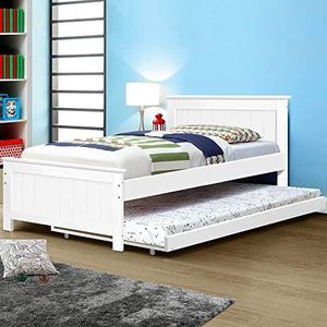 Artiss King Single Bed Frame Day Beds Montessori Baby Toddler Kids Toddles Loft Floor Daybed Platform Wooden Timber Frames Base Bedroom Room Decor Home Furniture White, Modern Design