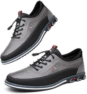 Hommes Oxford Cuir Chaussures Décontractées Moccasin Respirant et Luxueux Bureau de Conduite Marche Chaussures à Lacets Affaires Gris 50 EU