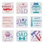 FINGERINSPIRE 9 Pcs Happy Father's Day Stencil, 7.9x7.9 Inch Reusable PET Stencils for Create DIY Father's Day Gift Home Decor Drawing Stencils for Painting on Wood Wall Canvas Furniture Card