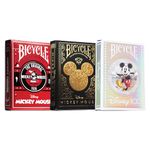 Bicycle Playing Cards 3 Deck Disney Collector's Bundle – Black and Gold Mickey Mouse | Classic Mickey Mouse | Limited Edition Bicycle Disney 100 Anniversary Playing Cards | Includes Clear Acrylic Case