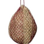 LeMieux Hippo Hay Net Horse Greedy Feeder in Burgundy and Beige - Durable Long Lasting Yard Feeding Bag with Small Holes - One Size