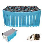 RIOUSSI Guinea Pig Hideout Hideaway Corner Fleece Toys Cage Accessories with Reversible Sides, Geo/Gray+Blue, 27"x14"x14"