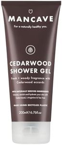 ManCave Cedarwood Shower Gel 200ml for Men, Fresh & Wood Aroma, Natural Formulation, Sulphate and Paraben Free, Vegan Friendly, Tube made from Recycled Plastics, Made in England