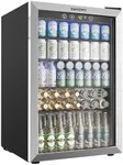 EUHOMY 4.5 Cu.ft Beverage Refrigerator and Cooler, 145 Can Mini fridge with Glass Door for Soda Beer Wine, Small Drink Dispenser with Digital Adjustable Thermostat for Home Office Bar