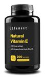 Natural Vitamin E - 400 IU, (D-Alpha-Tocopherol), 200 Softgels | with Organic Extra Virgin Olive Oil | Antioxidant and Anti-Aging | Zenement