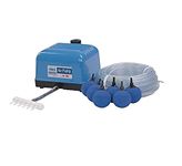 AquaForte Hi-Flow V-30 Air Pump Kit Complete Kit with Air Distributors, 25 m Hose 4 x 6 mm and 6 x 5 cm Air Stones, Capacity at 2 metres 7 litres per minute, Maximum Pond 18 m3