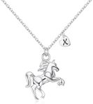 TINGN Horse Gifts for Girls, 14K White Gold Plated Heart Initial Horse Necklace Personalized Gifts Dainty Horse Jewelry Horse Necklaces Gifts for Girls Women Horse Gifts for Girls Teen Girls Women,