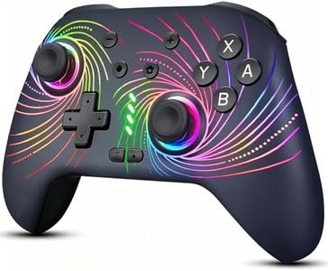 Switch Controller, Wireless Pro Controller Compatible with Nitendo Switch/Switch 2/Switch Lite/Switch OLED, Switch Controller Pro, Rechargeable Switch Remote Gamepad with 6-Axis Gyro,10 LED Light, Swirl Light