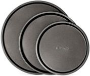 BAKKENMASTER Bakken Swiss Pizza Tray Set 3-Piece – Gray Coating, Non-Stick, Round Steel Pizza Pans - Dishwasher Safe, Premium Bakeware for Home Cooking