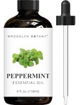 Brooklyn Botany Peppermint Essential Oil - Huge 118 ml - 100% Pure and Natural - Premium Grade with Dropper - for Aromatherapy and Diffuser