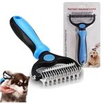 2 In 1 Pet Grooming Tool Dematting Comb for Dogs & Cats 2 Sided Undercoat Rake Deshedding Tool Cat Matted Fur Remover For Long Haired Cat Dog Tangles Removing（BLue）