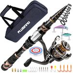 PLUSINNO Fishing Rod and Reel Combos, Toray 24-Ton Carbon Matrix Telescopic Fishing Rod Pole, 12 +1 Shielded Bearings Stainless Steel BB Spinning Reel, Saltwater and Freshwater Fishing Gear Kit 7.87FT