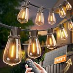 addlon 198FT(192+6) Solar String Lights Outdoor with Remote, Dimmable & Timable, Long-Lasting Waterproof Patio Lights, Hanging Solar Light with 60+4 LED Bulbs for Outside, Yard, Garden, Camping, Decor