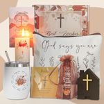 Christian Gifts for Women,Stainless Steel Mug Gift with Scented Candle and Bookmark,Religious Gift for Mother,Wife,Teacher,Sister,Friend - Jesus Gifts Baskets