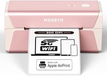 MUNBYN Pink Wireless Label Printer 300DPI, RW401AP Wi-Fi Thermal Printer, AirPrint Connectivity No Driver Compatible with iPhone, iPad, Mac, Work with 4x6 Label for Windows, Android