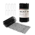 Hmyomina Cat Scat Mat with Spikes Outdoor 16.4FT Cat Deterrent Mat, Keep Cats Out of Yard Permanently, Digging Stopper with 8 Garden Staples (8.2FT 2 PCS Black)