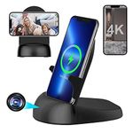 Hidden Camera Spy Camera WiFi Wireless Phone Charger, Nanny Spy Cam Motion Activated,HD1080P/4K (Rotate Lens) with 250°Viewing Angle, camaras espias ocultas for Home Office Security(2.4/5G)