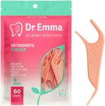 Dr. Emma Orthodontic Flossers for Braces, Ortho Dental Floss Picks, Mint Flavor 60 Count/Bag, Pink, 1 Pack