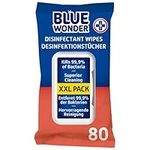 Blue Wonder Disinfectant Wipes XXL Pack, for Hard Surfaces, Kills 99.9% of Bacteria, Universal Home Surface Cleaning, Disposable Sanitising Anti Bacterial All Purpose Cloths, Bulk Buy – 80pcs