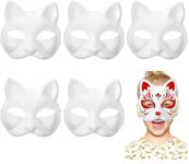 Yofuhope Cat Mask Paintable Paper Mask,White DIY Cat Mask,Blank Hand Painted Face Mask Masquerade Masks for Women, Men and Kid (Style - 5 Pcs)