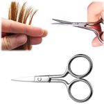 Facial Hair Scissors Small Scissors, Professional Small Ear Nose Hair Small Round Ended Scissors Stainless Steel Straight Tip Scissor for Eyebrows, Nose, Facial, Beard, Eyelash, Moustache