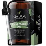 KRIAA Goodness Rosemary Essential Oil 120ml with Glass Dropper Cold Pressed Organic for Aromatherapy Perfume Spray Candle & Shampoo Making Sweet Fragrance Diffuser Use Huile Essentielle Travel Essentials