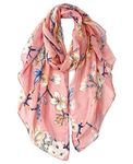 GERINLY Lightweight Scarves Fashion Flowers Print Women Cotton Wrap Scarf Head Shawl Spring Gift (Pink)