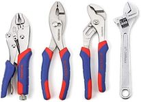 WORKPRO Pliers Set 4-Piece Locking Plier Slip-Joint Plier Groove Joint Pliers and Adjustable Wrench Home Maintenance Tool Kit