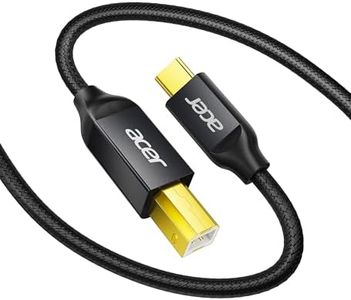 Acer USB B to USB C Printer Cable 3.3 FT, Nylon Printer Cord to USB C for MacBook Pro/Air, USB C MIDI Cable for Yamaha & Casio Digital Piano, MIDI Keyboards, DJ Controllers, DACs to iPad